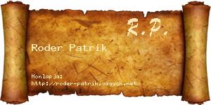Roder Patrik névjegykártya